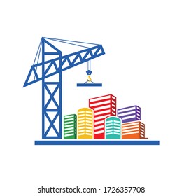 Crane Building Construction Real Estate Logo Design Vector Graphic. 