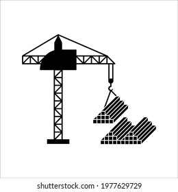 Crane with building icon in trendy flat style isolated on white background. eps 10