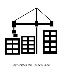 Grúa con icono de construcción en plano de moda, símbolo para el diseño de su sitio web color editable en fondo blanco..eps