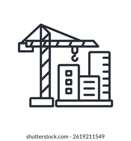 crane building icons isolated on White Background. Flat style design