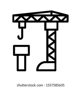 Crane buliding construction line icon