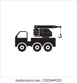 CRANE CAR ICON VECTOR ILLUSTRATION SYMBOL DESIGN