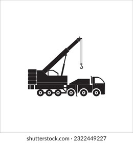 CRANE CAR ICON VECTOR ILLUSTRATION SYMBOL DESIGN