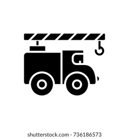 crane car icon, vector illustration, black sign on isolated background