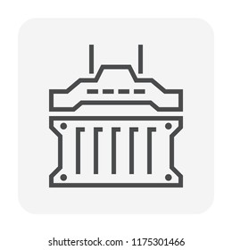 Crane and cargo container icon design for shipping work, 64x64 perfect pixel and editable stroke.