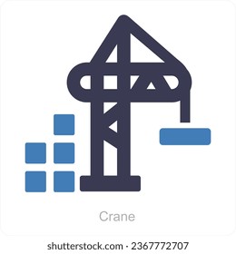 Concepto de icono de grúa y carga