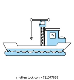 crane cargo ship with containers industry related icon image 