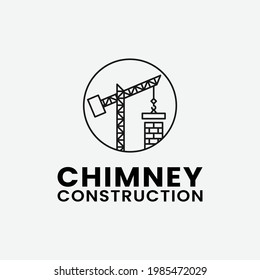 Plantilla de diseño de logotipo de diseño de grúa y chimenea para el constructor de chimeneas
