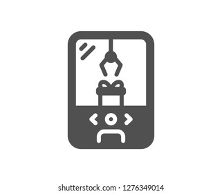 Crane claw machine icon. Amusement park sign. Carousels symbol. Quality design element. Classic style icon. Vector