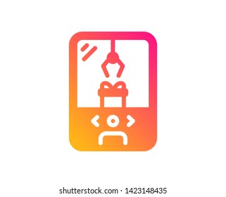 Crane claw machine icon. Amusement park sign. Carousels symbol. Classic flat style. Gradient crane claw machine icon. Vector