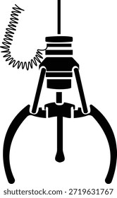 Kranklaue Maschine Symbol der Arcade Grabber Spielzeug Symbole der flachen Linie Vektorgrafiken, fügen Sie Klaue, Greifer, Fänger, Pickup-Gerät, schwarz