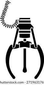 Kranklaue Maschine Symbol der Arcade Grabber Spielzeug Symbole der flachen Linie Vektorgrafiken, fügen Sie Klaue, Greifer, Fänger, Pickup-Gerät, schwarz