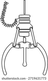 Kranklaue Maschine Symbol der Arcade Grabber Spielzeug Symbole der flachen Linie Vektorgrafiken, fügen Sie Klaue, Greifer, Fänger, Pickup-Gerät, schwarz