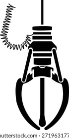 Kranklaue Maschine Symbol der Arcade Grabber Spielzeug Symbole der flachen Linie Vektorgrafiken, fügen Sie Klaue, Greifer, Fänger, Pickup-Gerät, schwarz