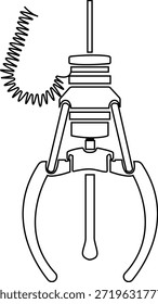 Kranklaue Maschine Symbol der Arcade Grabber Spielzeug Symbole der flachen Linie Vektorgrafiken, fügen Sie Klaue, Greifer, Fänger, Pickup-Gerät, schwarz