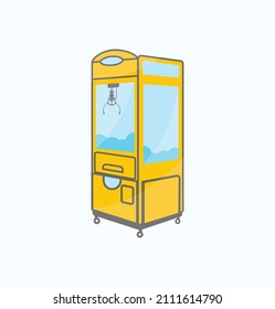 Crane Claw Machine Illustration Vector Icon, Free Icon, And yellow color. Minimal Clip art Unique Design. Modern Illustration Vector File.