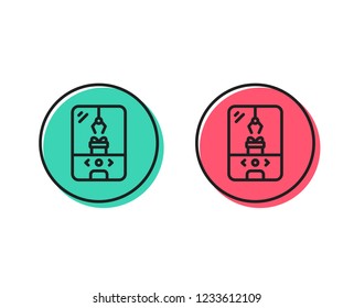 Crane claw machine line icon. Amusement park sign. Carousels symbol. Positive and negative circle buttons concept. Good or bad symbols. Crane claw machine Vector