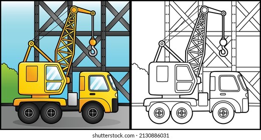 Crane Coloring Page Vehicle Illustration
