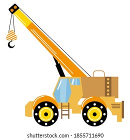 Crane. Construction equipment. Children's illustration. White background, isolate.	