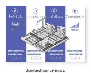 Crane construction industry town Isometric big city