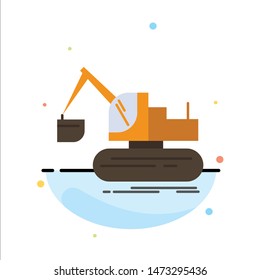 Crane, Construction, Lift, Truck Abstract Flat Color Icon Template