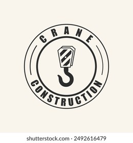 Vector de diseño de logotipo de arte de línea de construcción de grúa