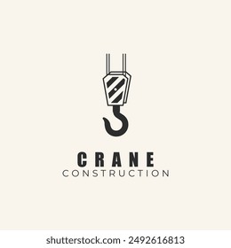 crane construction line art logo design vector