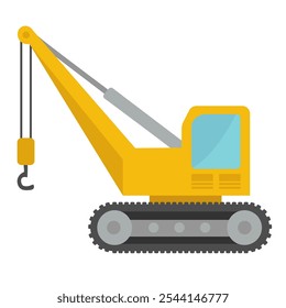 Crane construction vehicle vector illustration, crawler crane clip art, lifting crane heavy equipment in cartoon style, construction machinery design elements