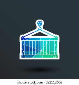 Crane container icon vector button logo symbol concept.