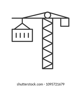 Crane and container, line icon logistic and construction relate
