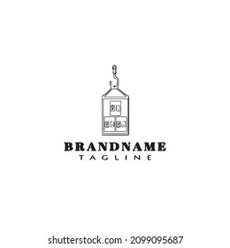 crane and container logo cartoon icon design template black modern isolated vector illustration