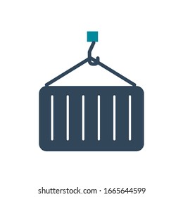 crane with container silhouette style icon design, Delivery logistics transportation shipping service warehouse industry and global theme Vector illustration