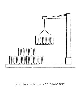crane with containers logistic icons