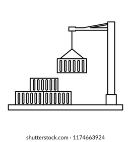crane with containers logistic icons