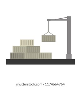 crane with containers logistic icons