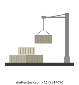 crane with containers logistic icons