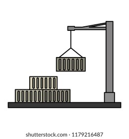 crane with containers logistic icons