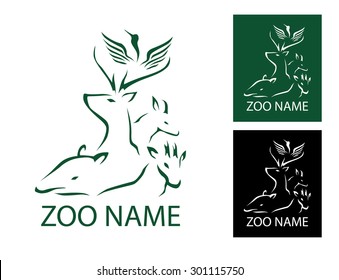 Crane Deer Zoo Logo Vector Illustration