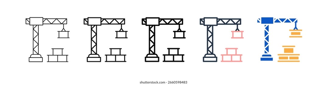 Crane different style icons set vector illustration.