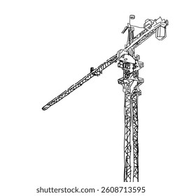 crane doodle sketch design outline illustration