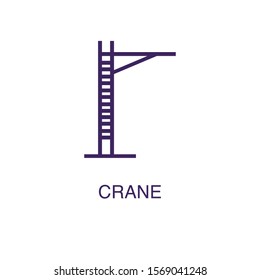 Crane element in flat simple style on white background. Crane icon, with text name concept template