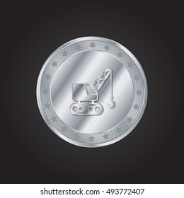 Crane embossed realistic silver / platinum coin precious Icon / Logo Design