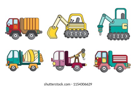 Set Funny Construction Transport Creative Kids Stock Vector (Royalty ...