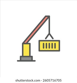 crane filled outline icon. crane color line illustration.