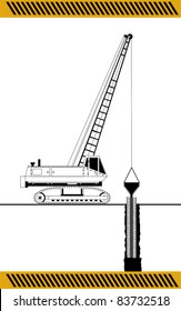 Crane  for filling caisson, construction machinery equipment isolated