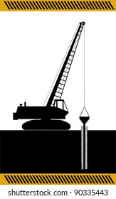 Crane  for filling caisson, construction machinery equipment isolated