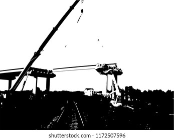The crane fixed beam on pylons. Vector illustration