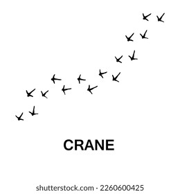crane foot print, vector animal paw print illustration on white background 