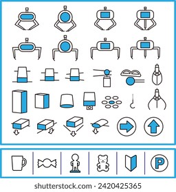 Crane game icon illustration set