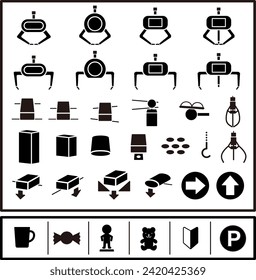 Crane game icon illustration set